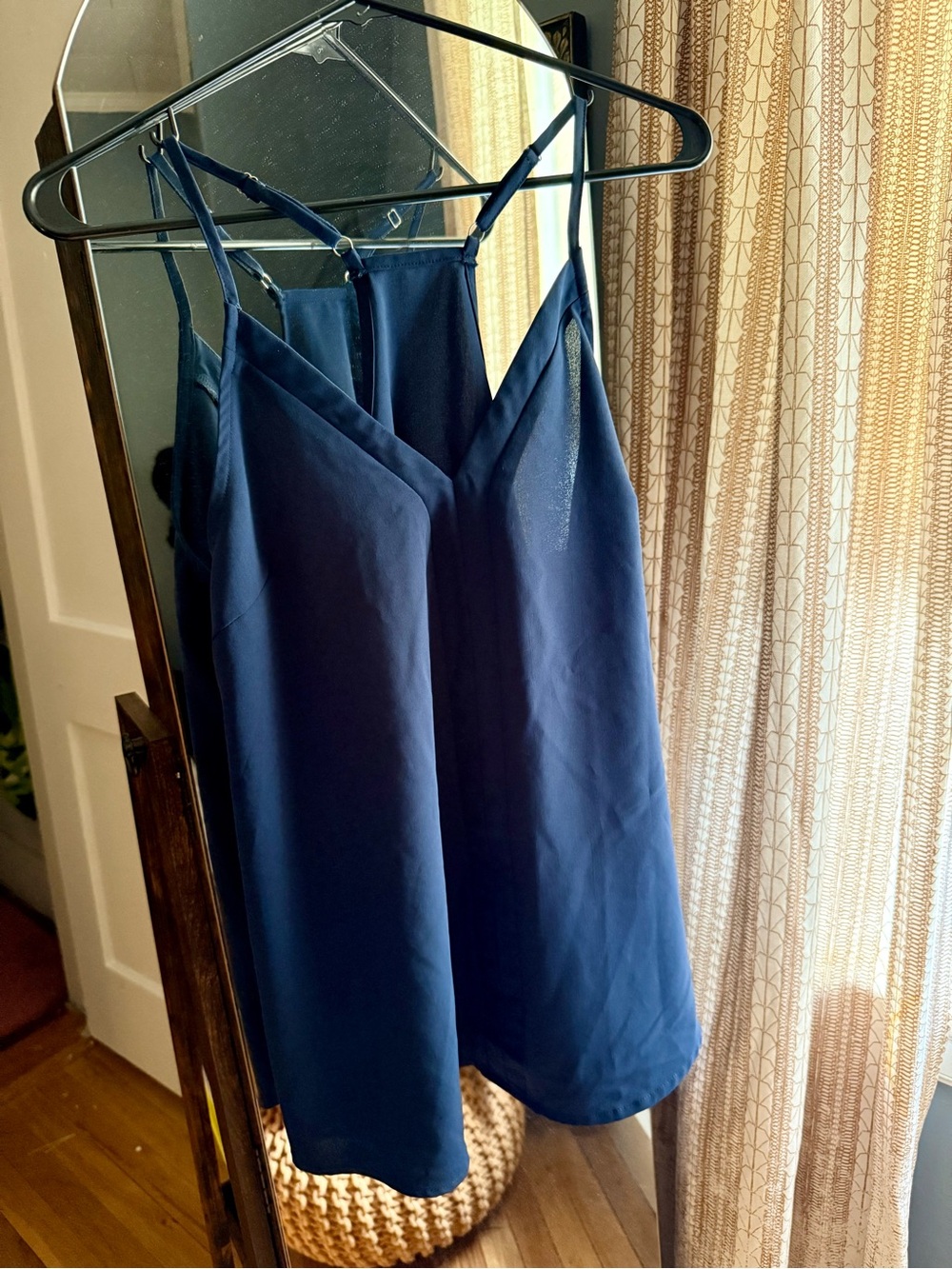Navy Blue Spaghetti Strap Slip Dress